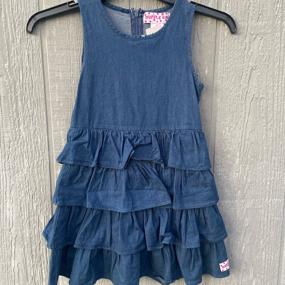 Ruffle girls denim tunic sz 10